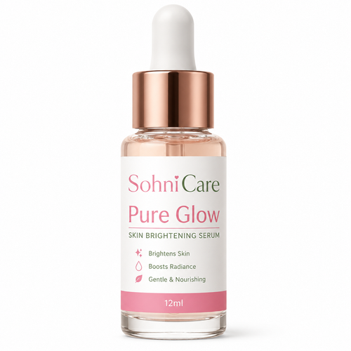 Sohni Care Pure Glow skin brightening serum bottle on a white background